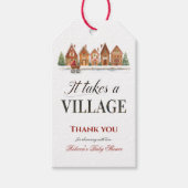 Rustic Stroller Village Houses Winter Baby Shower ギフトタグ (正面)
