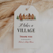 Rustic Stroller Village Houses Winter Baby Shower ギフトタグ