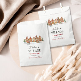 Rustic Stroller Village Houses Winter Baby Shower フェイバーバッグ