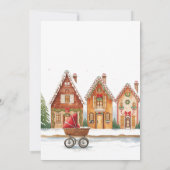 Rustic Stroller Village Houses Winter Baby Shower 招待状 (裏面)