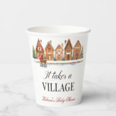 Rustic Stroller Village Houses Winter Baby Shower 紙コップ (裏面)