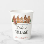 Rustic Stroller Village Houses Winter Baby Shower 紙コップ (正面)