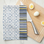 Rustic Style: Soft Stripes with Floral Accents  キッチンタオル (四つ折り)