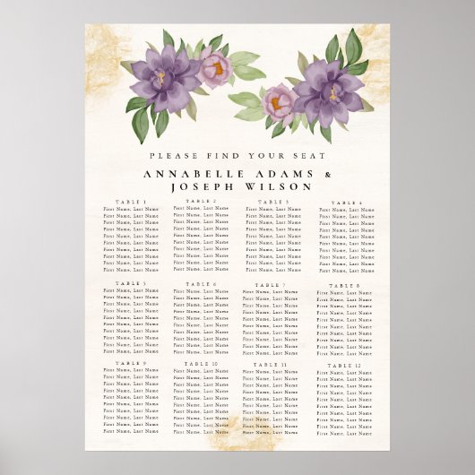Rustic Summer aesthetic Wildflower Seating Charts ポスター (正面)