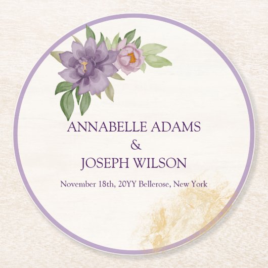 Rustic Summer aesthetic Wildflower Wedding ラウンドペーパーコースター (正面)