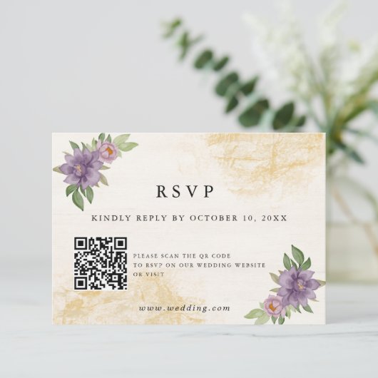 Rustic Summer aesthetic Wildflower Wedding 出欠カード (スタンド正面)