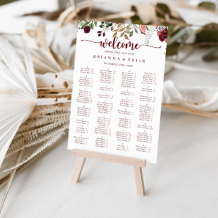 Rustic Summer Floral Alphabetical Seating Chart ポスター