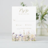 Rustic Summer Meadow Wildflower Wedding RSVP Card (スタンド正面)