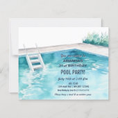 Rustic Summer Swimming Pool Party Birthday  Invite (正面)