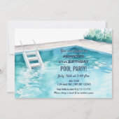 Rustic Summer Swimming Pool Party Birthday  Invite 招待状 (正面)