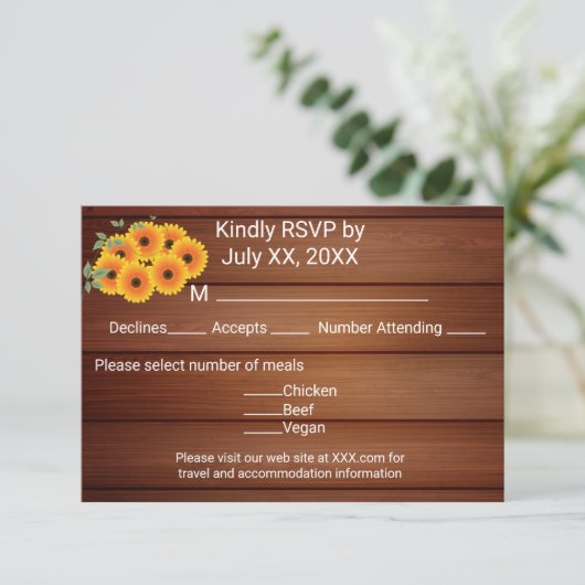 Rustic Sunflower 出欠カード (スタンド正面)