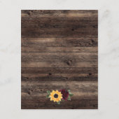 Rustic Sunflower and Roses Wedding Details エンクロージャーカード (裏面)