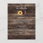 Rustic Sunflower and Roses Wedding Details エンクロージャーカード (正面)