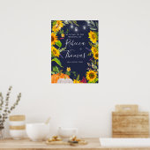 Rustic Sunflower Autumn Wedding Welcome Sign ポスター (キッチン)