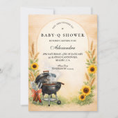Rustic Sunflower Baby Q Baby Shower 招待状 (正面)