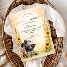 Rustic Sunflower Baby Q Baby Shower 招待状
