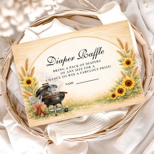 Rustic Sunflower Baby Q Diapper Raffle エンクロージャーカード