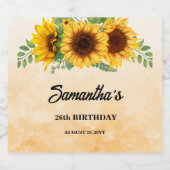 Rustic Sunflower Birthday スパークリングワインラベル (シングルラベル)