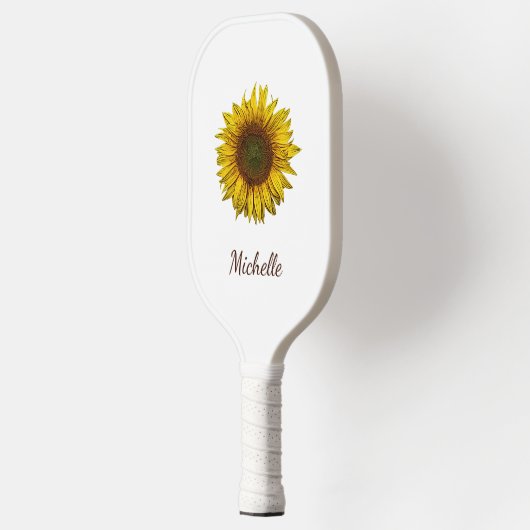 Rustic Sunflower Boho Botanical Personalized ピックルボールラケット (左)