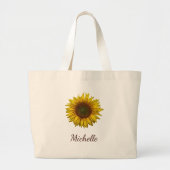 Rustic Sunflower Boho Elegant Script  ラージトートバッグ (正面)