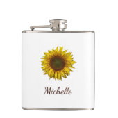 Rustic Sunflower Boho Floral Personalized  フラスク (正面)