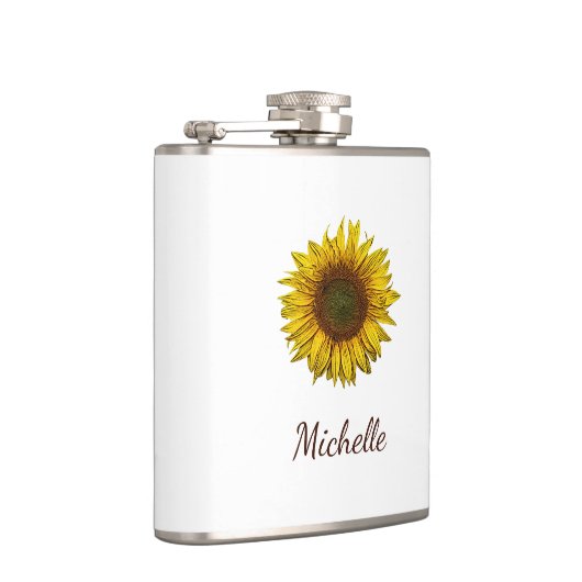 Rustic Sunflower Boho Floral Personalized  フラスク (右)