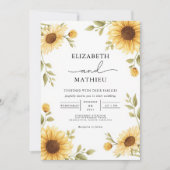 Rustic Sunflower Border Wedding 招待状 (正面)