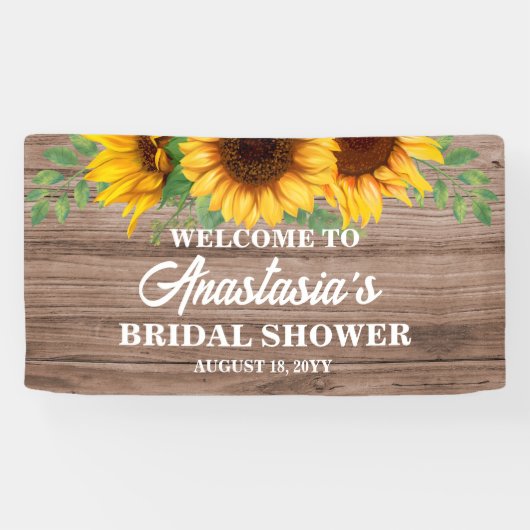 Rustic Sunflower Bridal Shower Welcome Sign 横断幕 (横)
