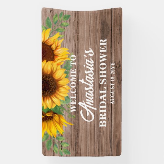 Rustic Sunflower Bridal Shower Welcome Sign 横断幕 (縦)