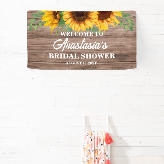 Rustic Sunflower Bridal Shower Welcome Sign 横断幕 (インサイチュ)