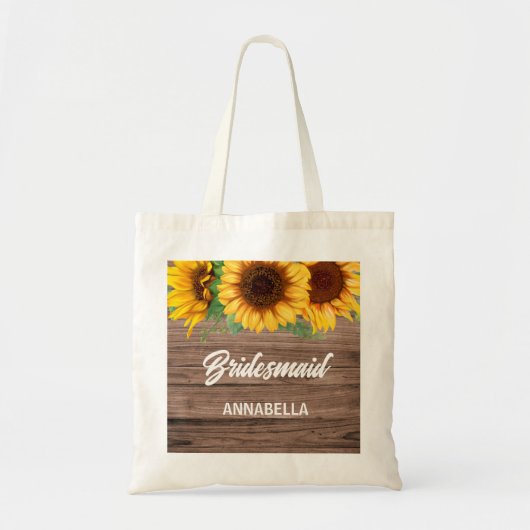 Rustic Sunflower Bridesmaids gift  トートバッグ (正面)