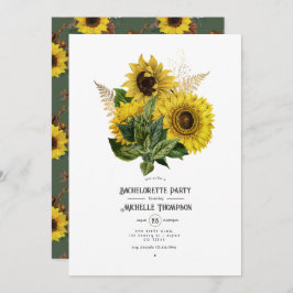 Rustic Sunflower Country Barn Bachelorette Party 招待状
