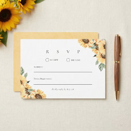 Rustic Sunflower Country Chic Wedding 出欠カード
