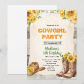 Rustic sunflower cowgirl invitation 招待状 (正面/裏面)