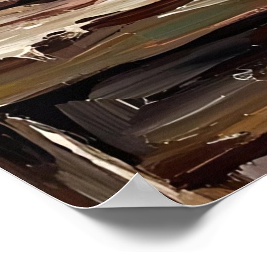 Rustic Sunflower Decor Expressionist Painting ポスター (角)