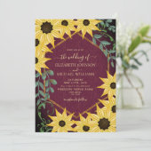 Rustic Sunflower Eucalyptus Wood Watercolor    招待状 (スタンド正面)