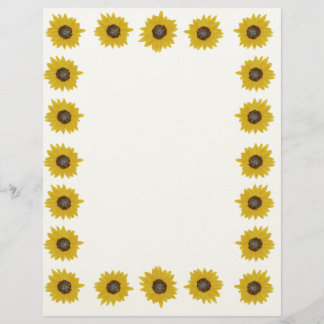 Rustic Sunflower Floral Border Letterhead Template レターヘッド