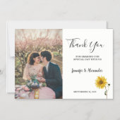 Rustic sunflower floral photo Thank You マグネット招待状 (正面)