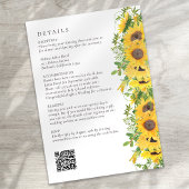 Rustic Sunflower Floral QR Code Wedding エンクロージャーカード