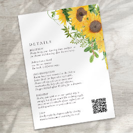 Rustic Sunflower Floral QR Code Wedding エンクロージャーカード