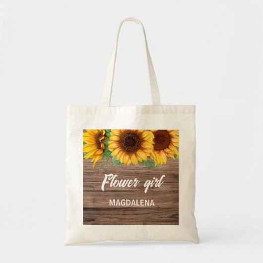 Rustic Sunflower Flower girl Bridesmaids gift トートバッグ (正面)
