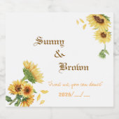 Rustic Sunflower Funny Wedding スパークリングワインラベル (シングルラベル)