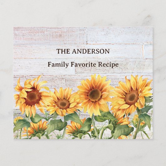 Rustic Sunflower Garden Family Recipe Card (裏面)