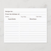 Rustic Sunflower Garden Family Recipe Card (正面)