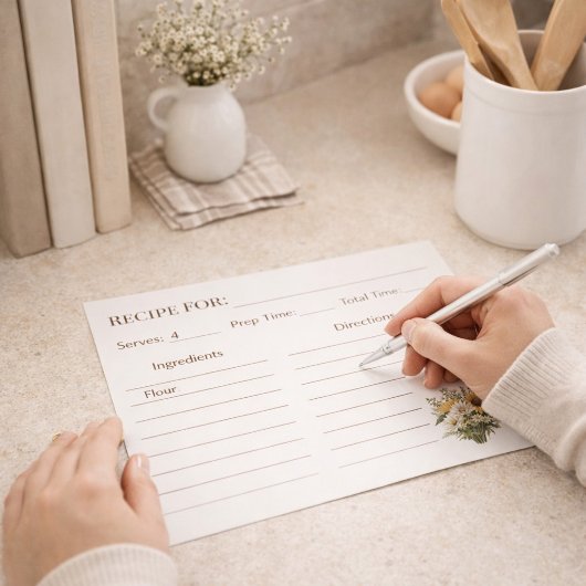 Rustic Sunflower Kitchen Recipe Card