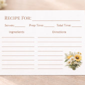 Rustic Sunflower Kitchen Recipe Card
