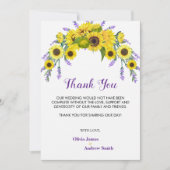Rustic Sunflower & Lavender Wreath Wedding  サンキューカード (正面)