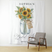 Rustic Sunflower Mason Jar Bridal Shower タペストリー (インサイチュ)