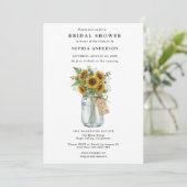 Rustic Sunflower Mason Jar Bridal Shower 招待状 (スタンド正面)