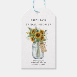 Rustic Sunflower Mason Jar Bridal Shower Gift Tags ギフトタグ